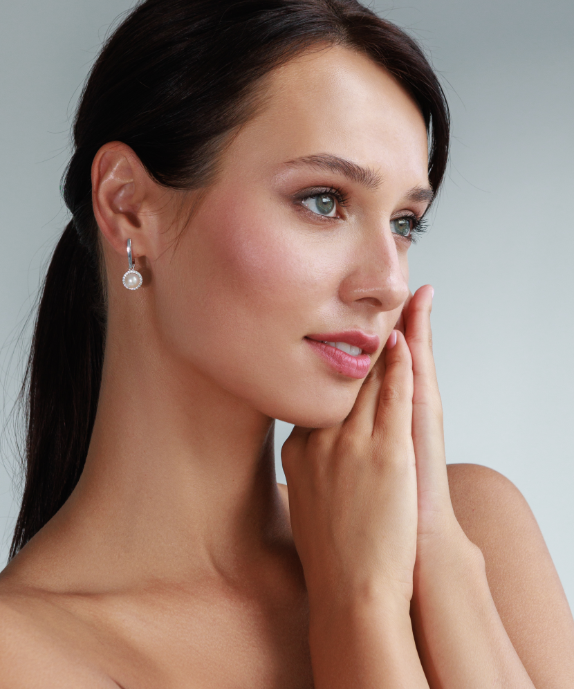 Hõbekõrvarõngad pärlite ja tsirkoonidega - Pärliga kõrvarõngad - Goldinga