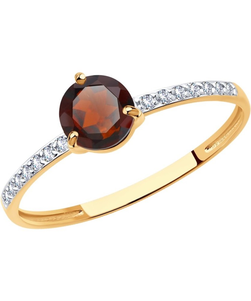 Kuldsõrmus granaadi ja tsirkoonidega - Kuldsõrmused - Goldinga