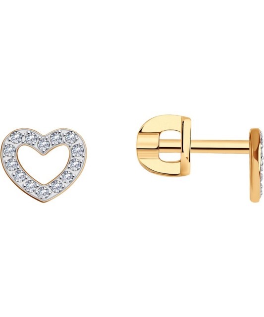 Auksiniai auskarai su cirkoniais „Širdelės“