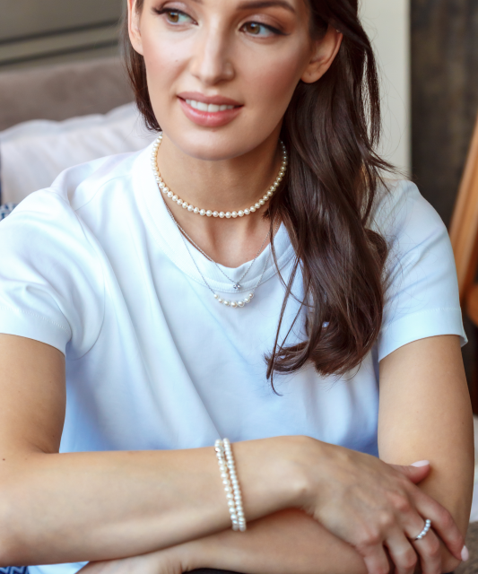 Hõbekett pärlitega pärlitega tsirkooniga - Pärlikeed - Goldinga