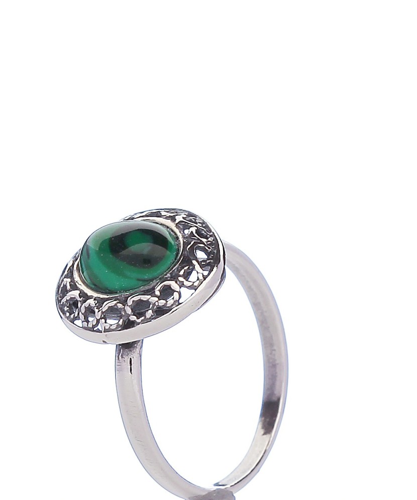 Sidabrinis žiedas su malachitu - Sidabriniai žiedai - Goldinga