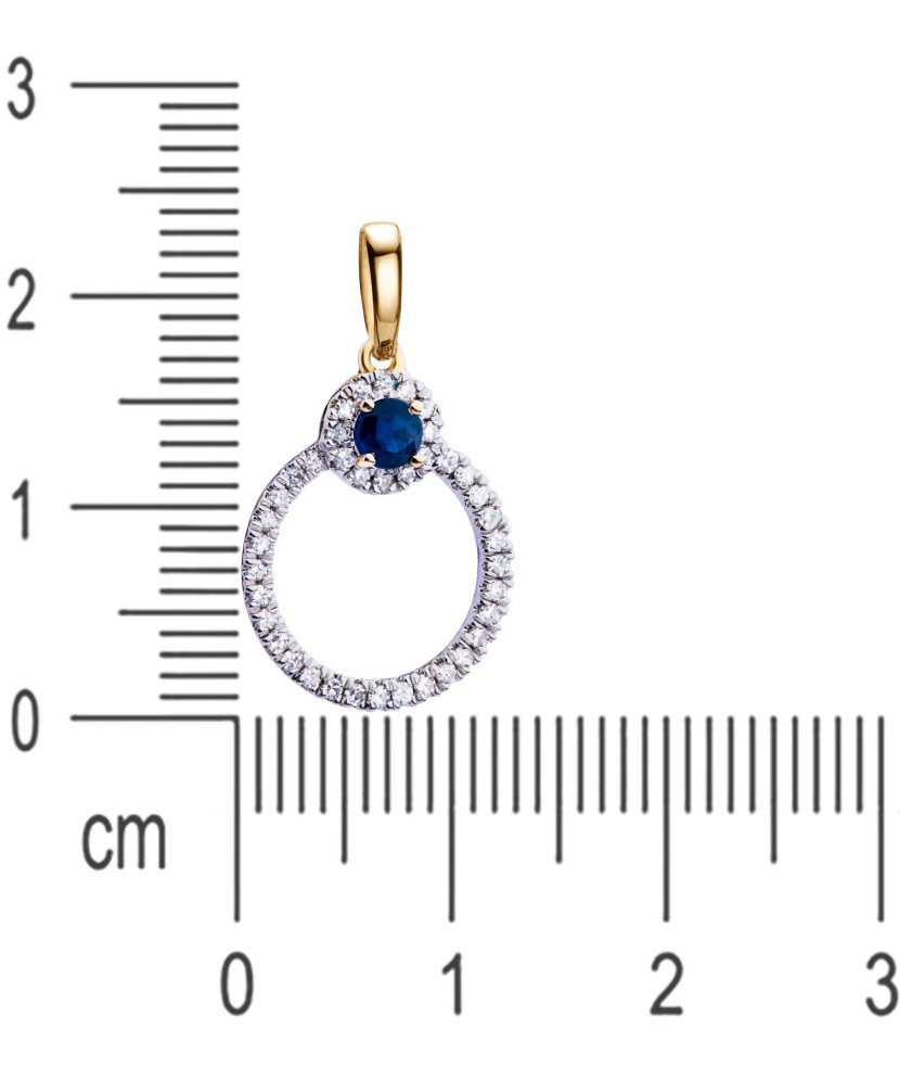 Подвеска из желтого золота с бриллиантами и сапфир