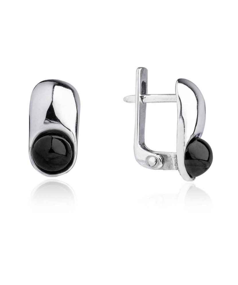 Серебряные серьги с ониксом