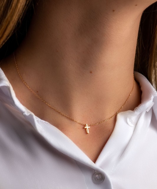 Золотая цепочка с подвеской "крест"
