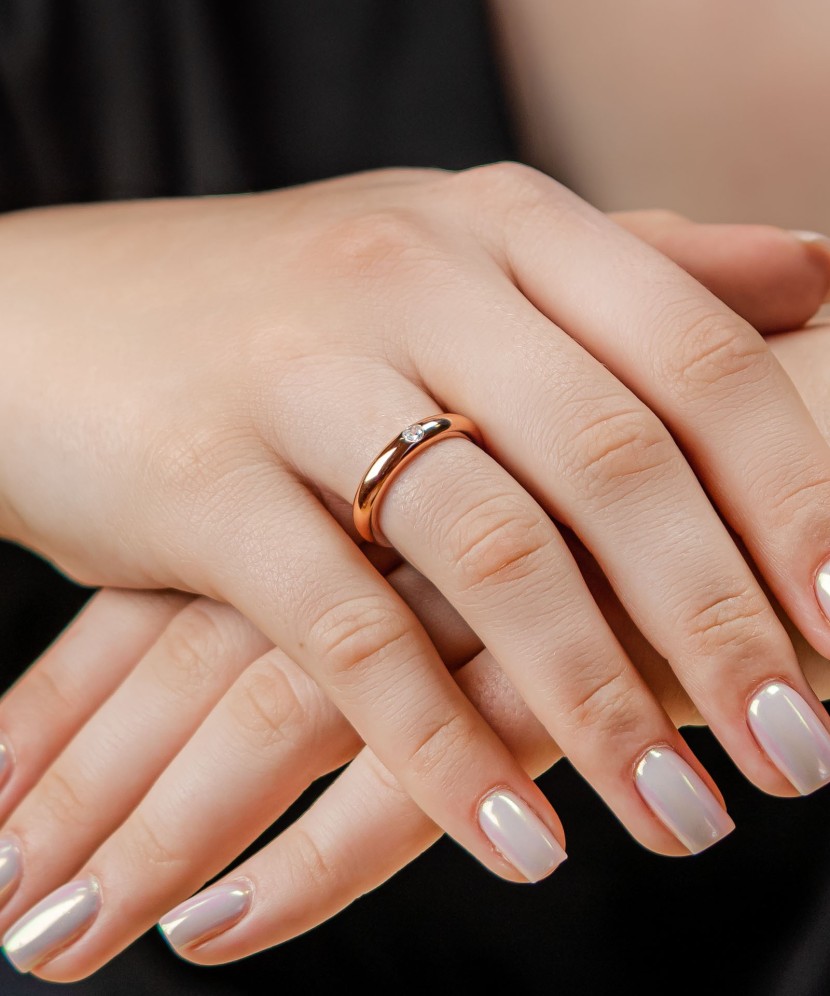 Кольцо из золочёного серебра с фианитами