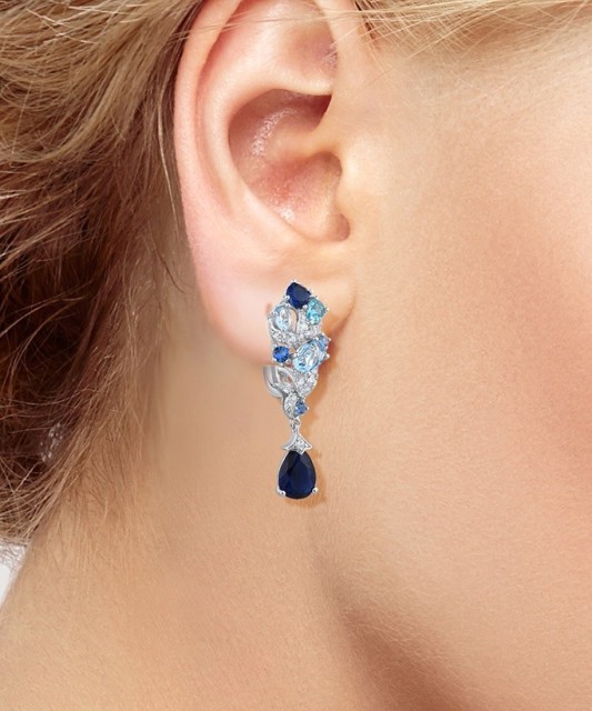 Серебряные серьги со шпинелями и цирконами