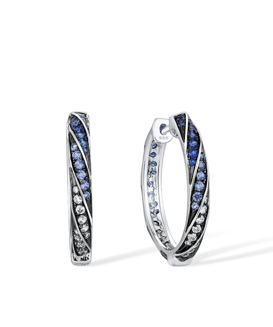 Серебряные серьги со шпинелями и цирконами