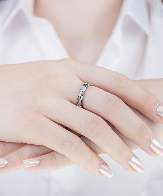 Hõbesõrmus emailiga ja tsirkooniga