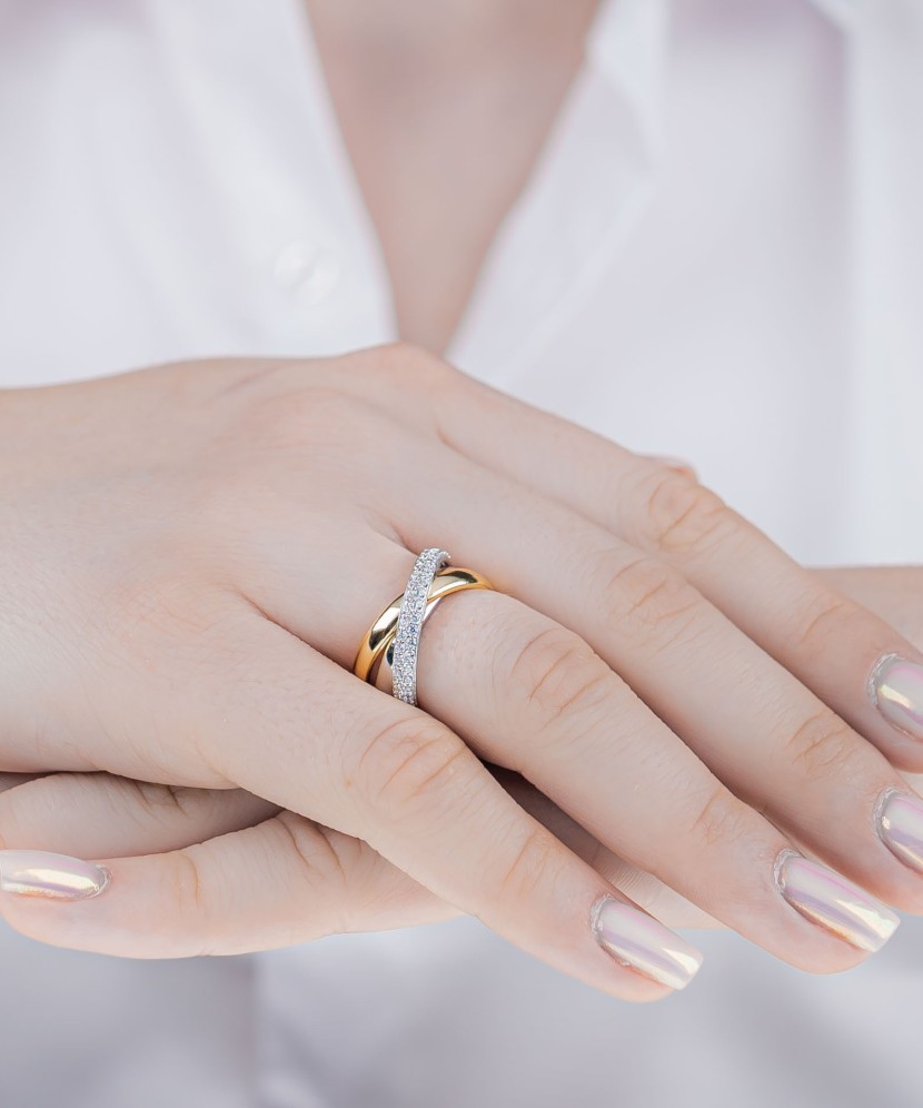 Kullatud Hõbesõrmus tsirkoonidega