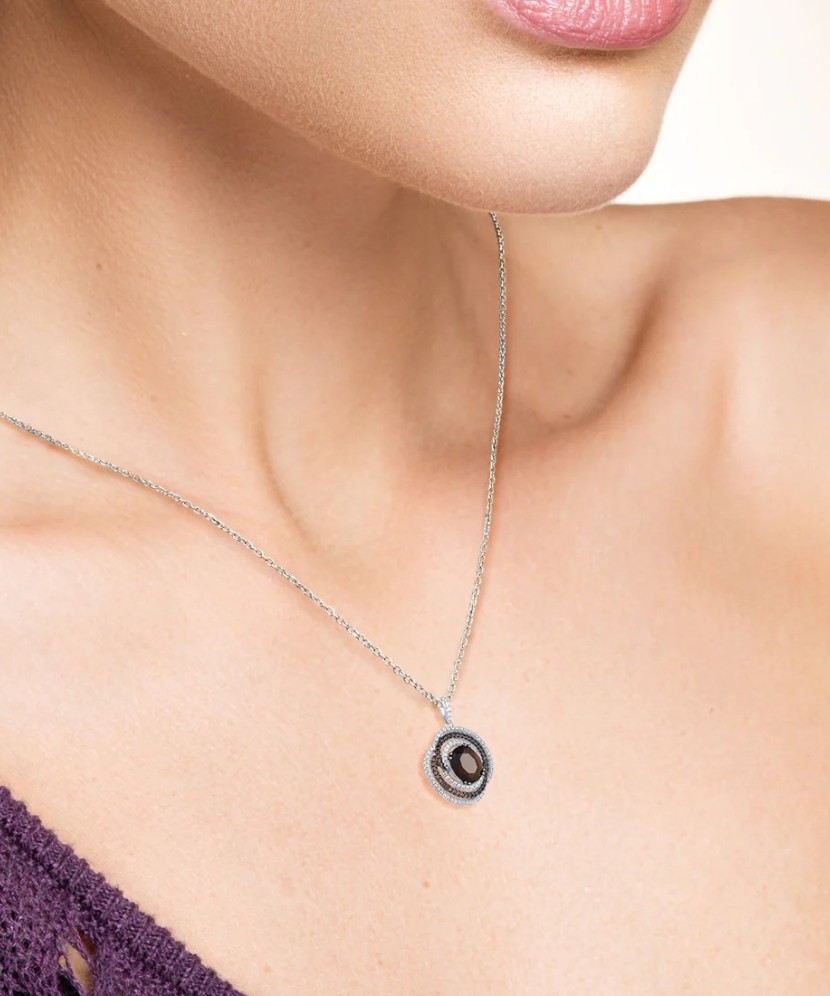 Подвеска из серебра со шпинелями и фианитами