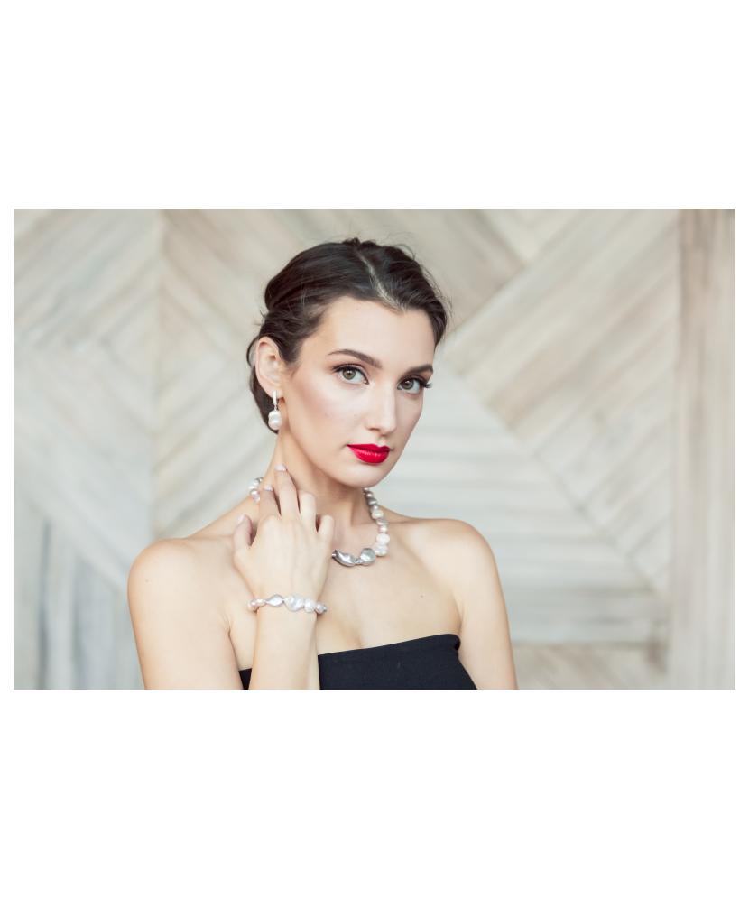 Hõbekõrvarõngad naturaalse pärli ja tsirkoonidega - Pärliga kõrvarõngad - Goldinga