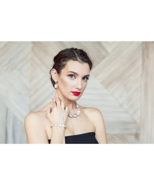 Sidabriniai auskarai su natūraliu perlu ir cirkoniais - Auskarai su perlais - Goldinga