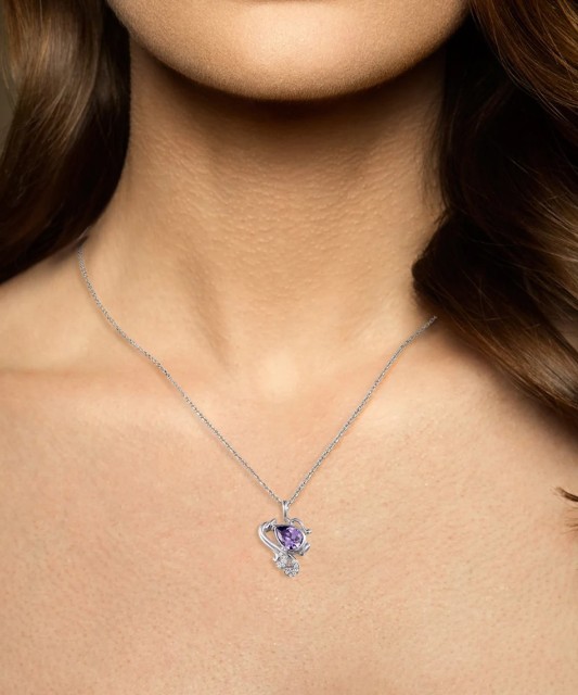 Hõbedast ripats ametüsti ja tsirkoonidega