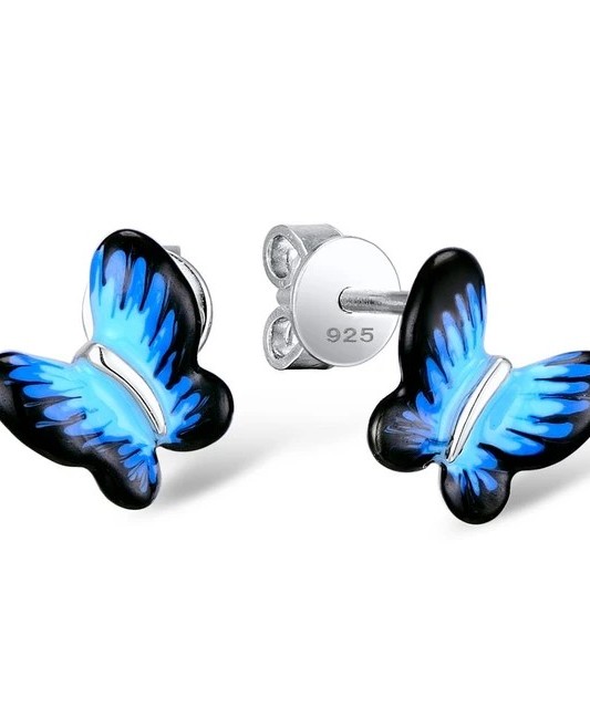 Hõbekõrvarõngad emailiga "Liblikad"