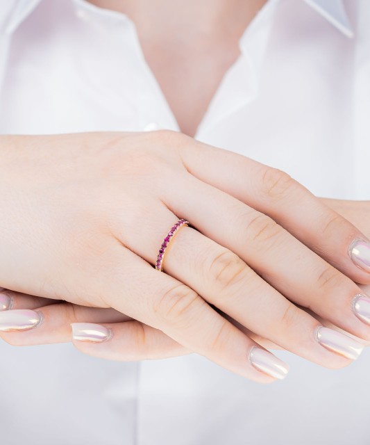 Kullatud Hõbesõrmus nanorubiinidega