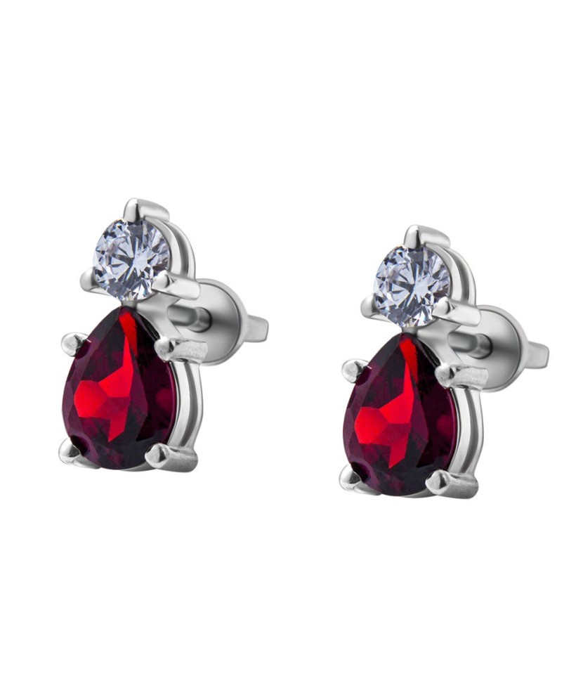Sidabriniai auskarai su rubinu ir cirkoniu - Auskarai su brangakmeniais - Goldinga