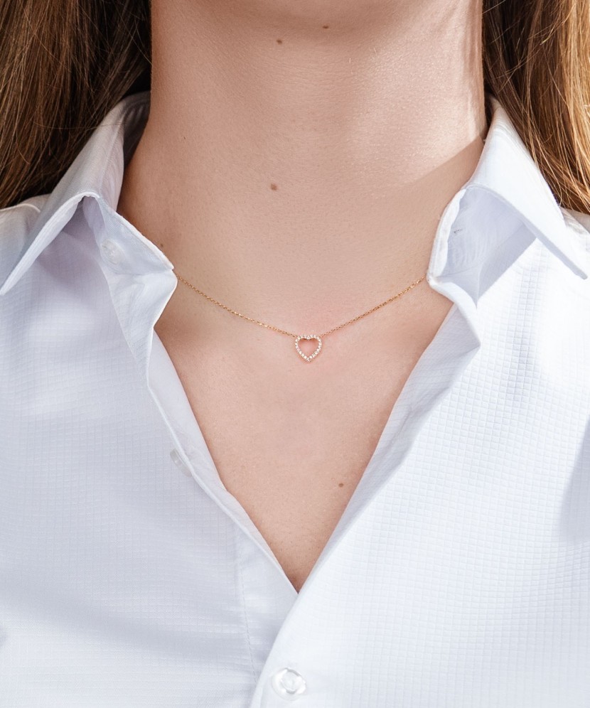 Золотая цепочка с подвеской из циркона "Сердце"