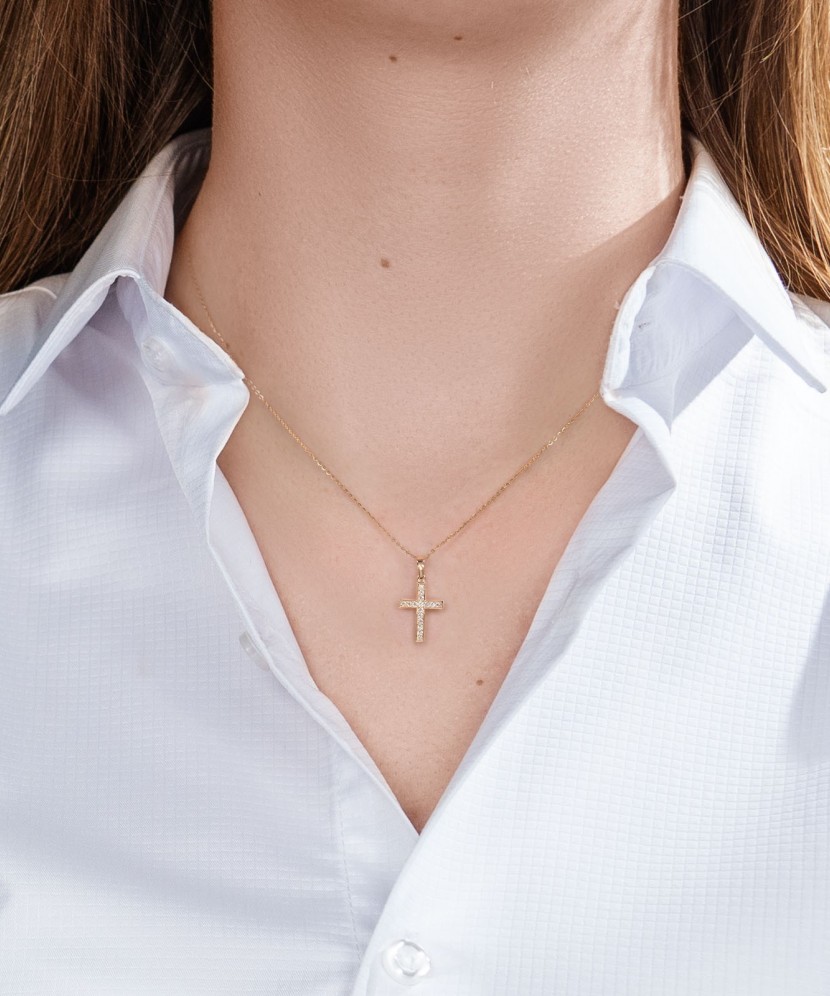 Kuldripats tsirkoonidega "rist"