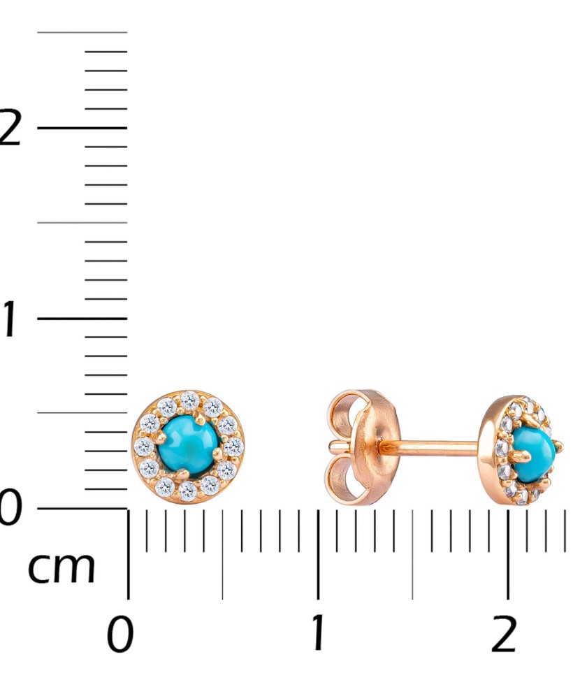 Серьги из золота с бирюзой и фианитами