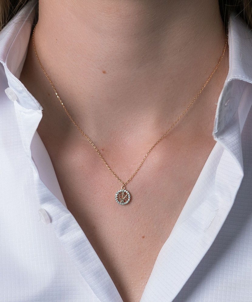 Kuldkett Tsirkoonist Ripatsiga  "Elupuu"