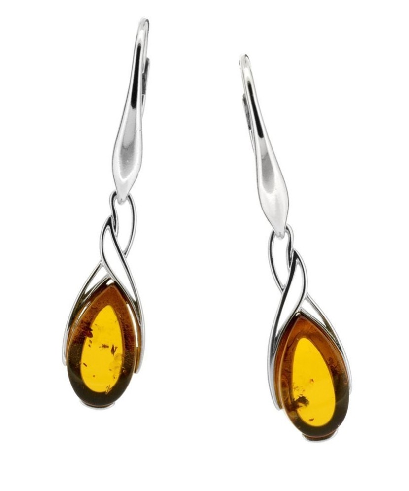 Серьги из серебра с янтарём