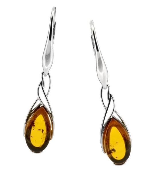 Серьги из серебра с янтарём