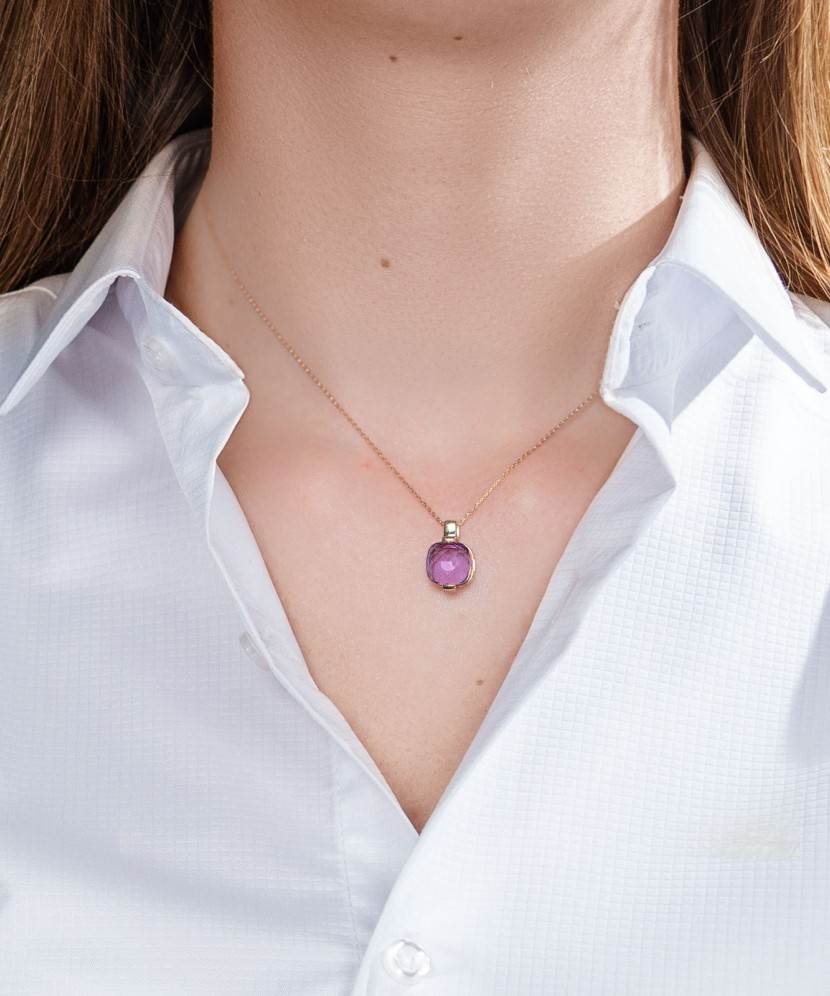 Золотой кулон/подвеска с аметистом