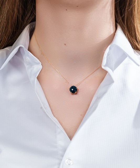 Золотой кулон/подвеска с лондонским топазом