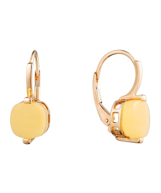 Золотые серьги с янтарем