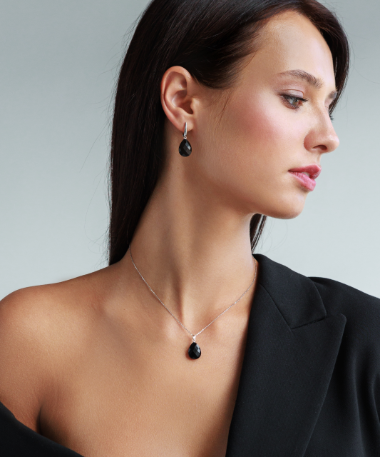 Серебряный подвеска с ониксом