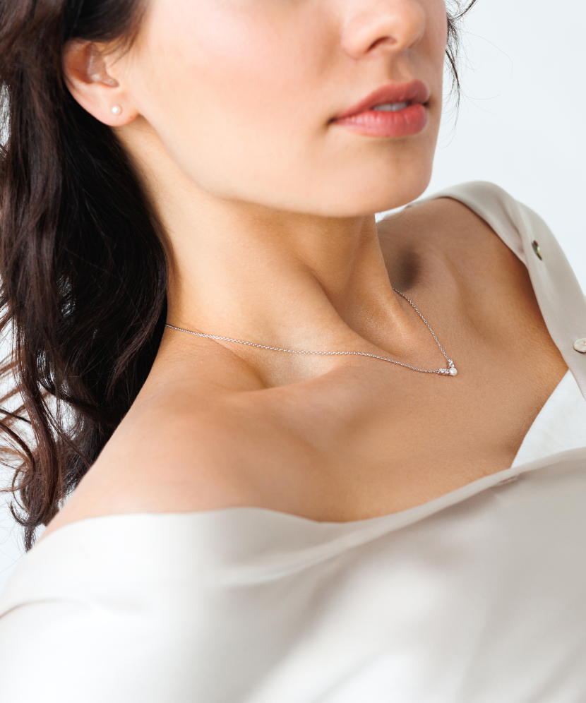 Hõbekett pärlitega pärlitega tsirkooniga