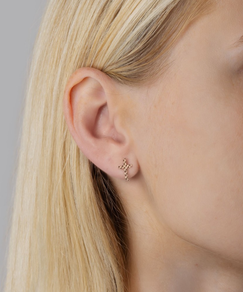 Золотые серьги "Крестики"