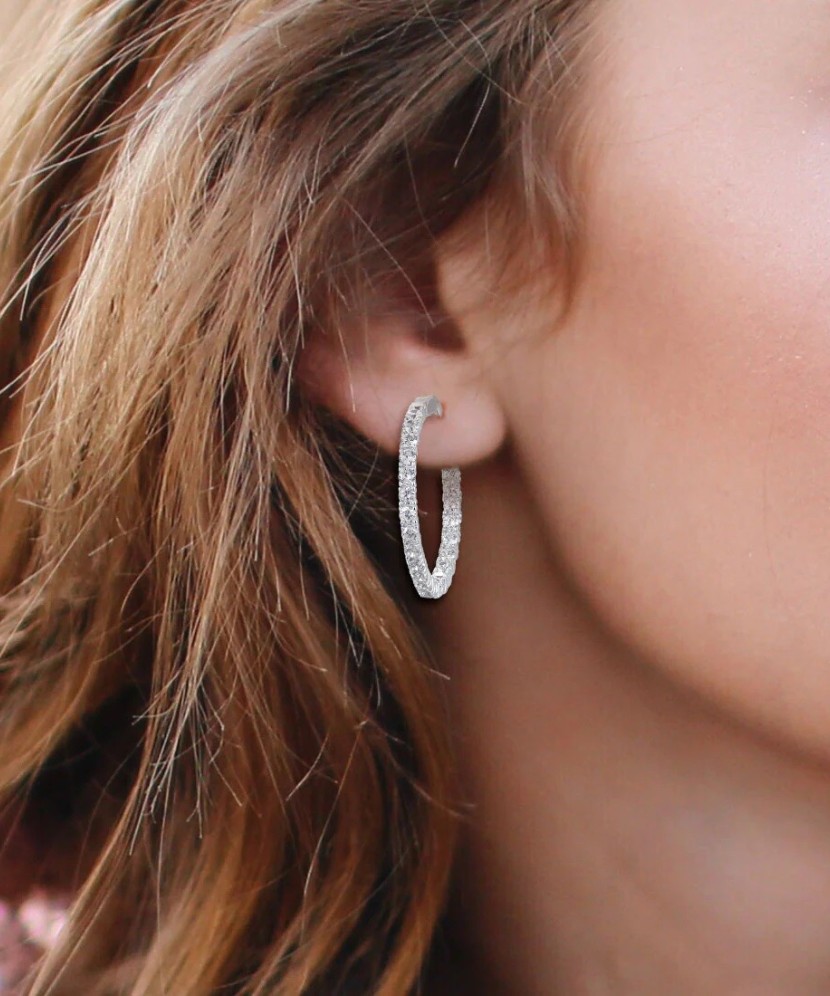 Hõbekõrvarõngad tsirkoonidega 25mm