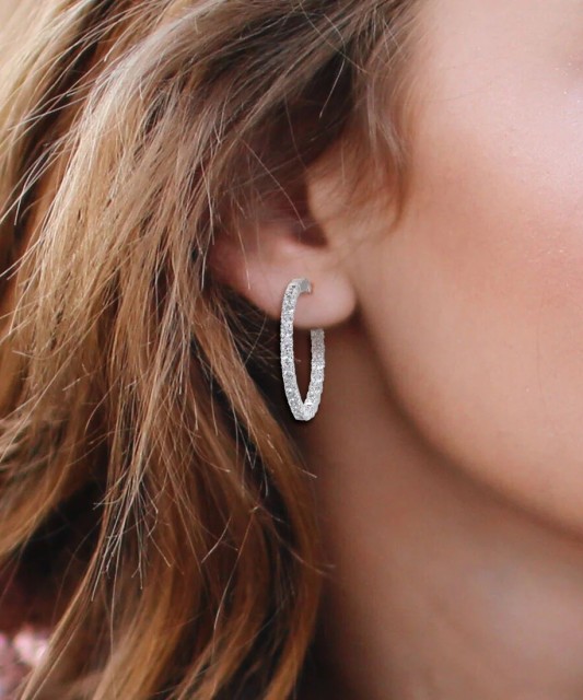 Hõbekõrvarõngad tsirkoonidega 25mm