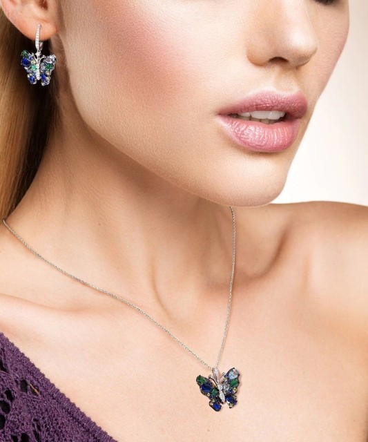 Серебряный подвеска с цирконами "Бабочка"