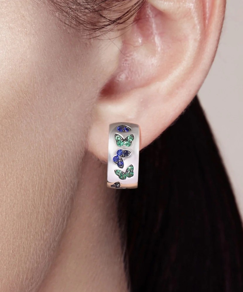 Серебряные серьги со шпинелями и нано-сапфирами