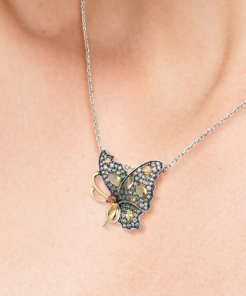 Подвеска из серебра со шпинелями и фианитами