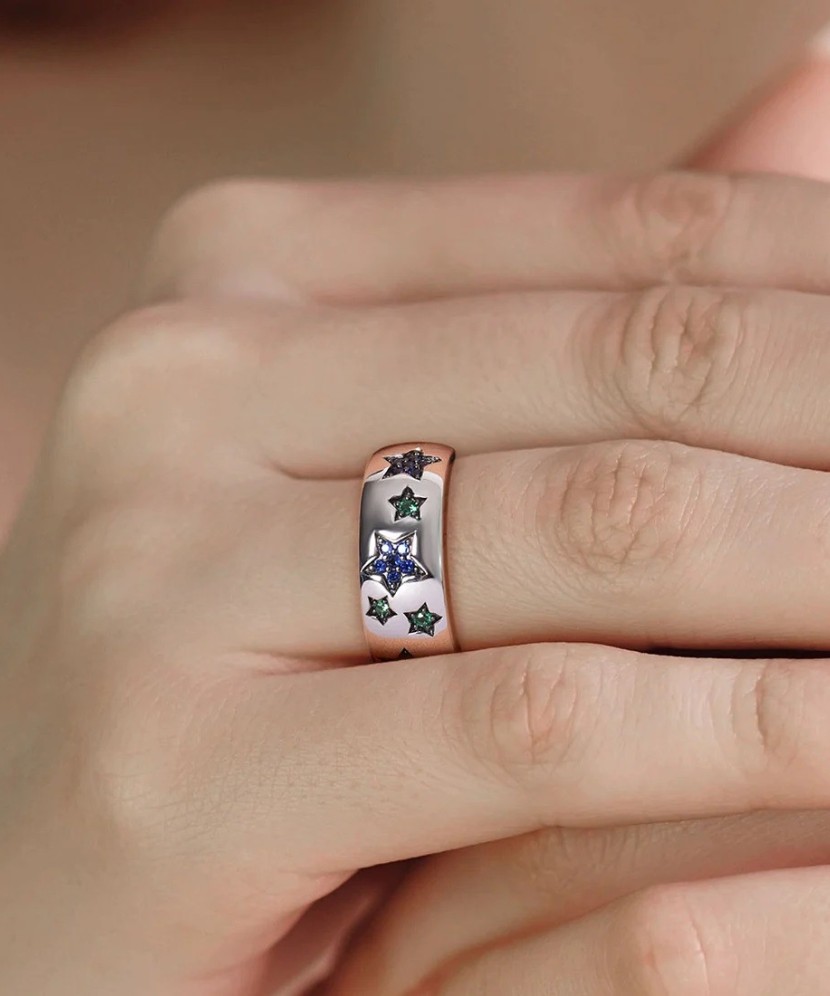 Hõbesõrmus spinellidega ja nano safiirid