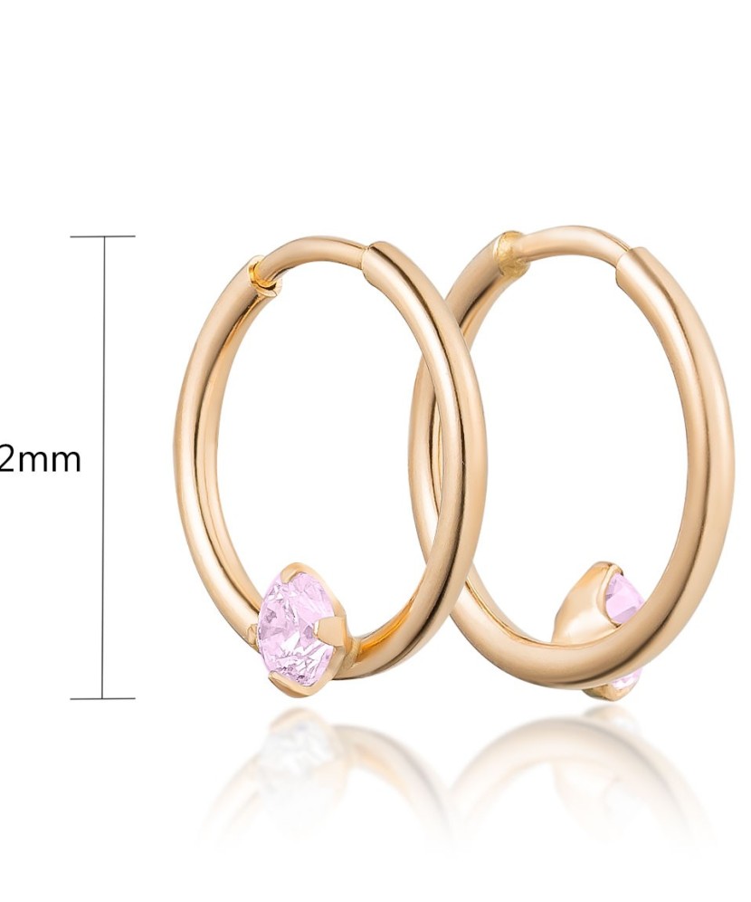 Kuldkõrvarõngad, rõngad tsirkooniga 12mm