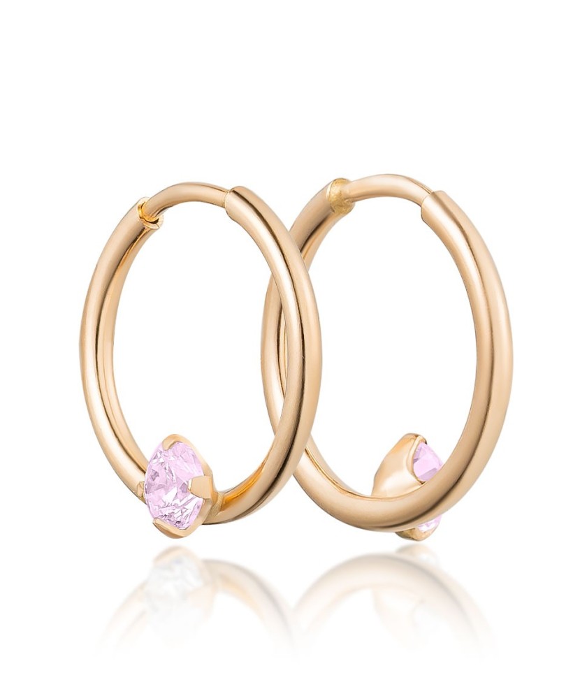 Золотые серьги конго (кольца) с цирконом 12мм