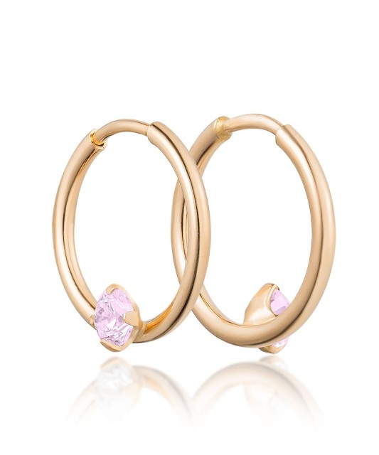 Золотые серьги конго (кольца) с цирконом 12мм