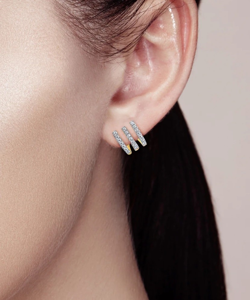 Серьги из позолоченного серебра с цирконами