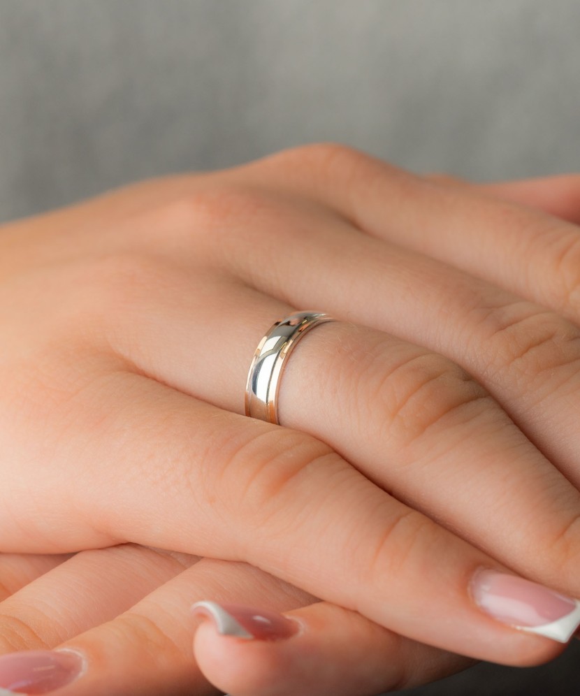 Hõbedast abielusõrmus kuldplaadiga