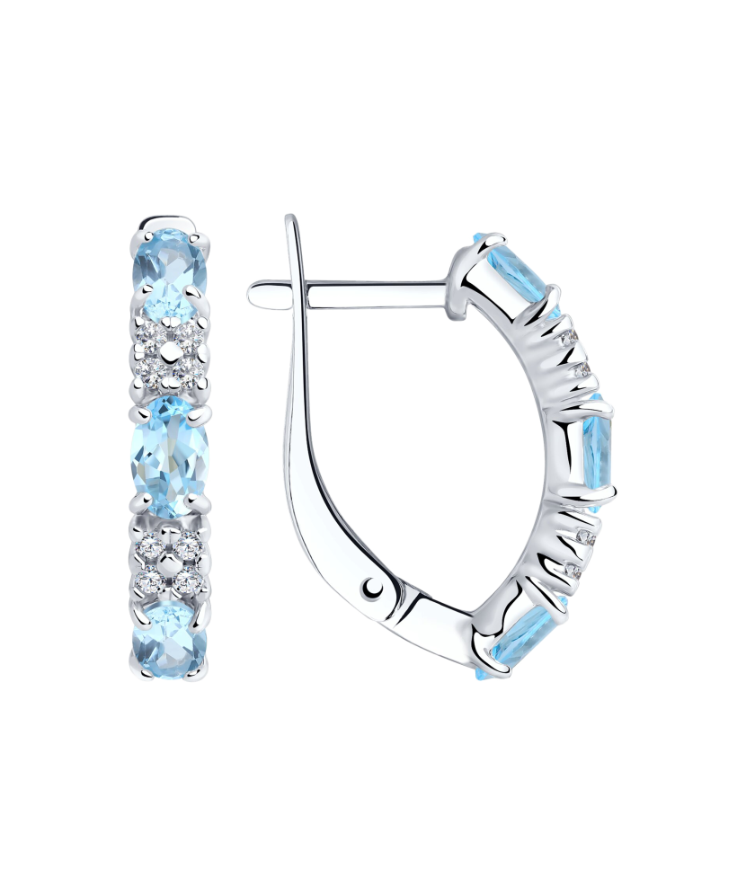 Серьги из серебра с топазом и цирконами