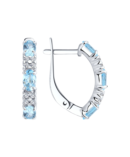 Серьги из серебра с топазом и цирконами