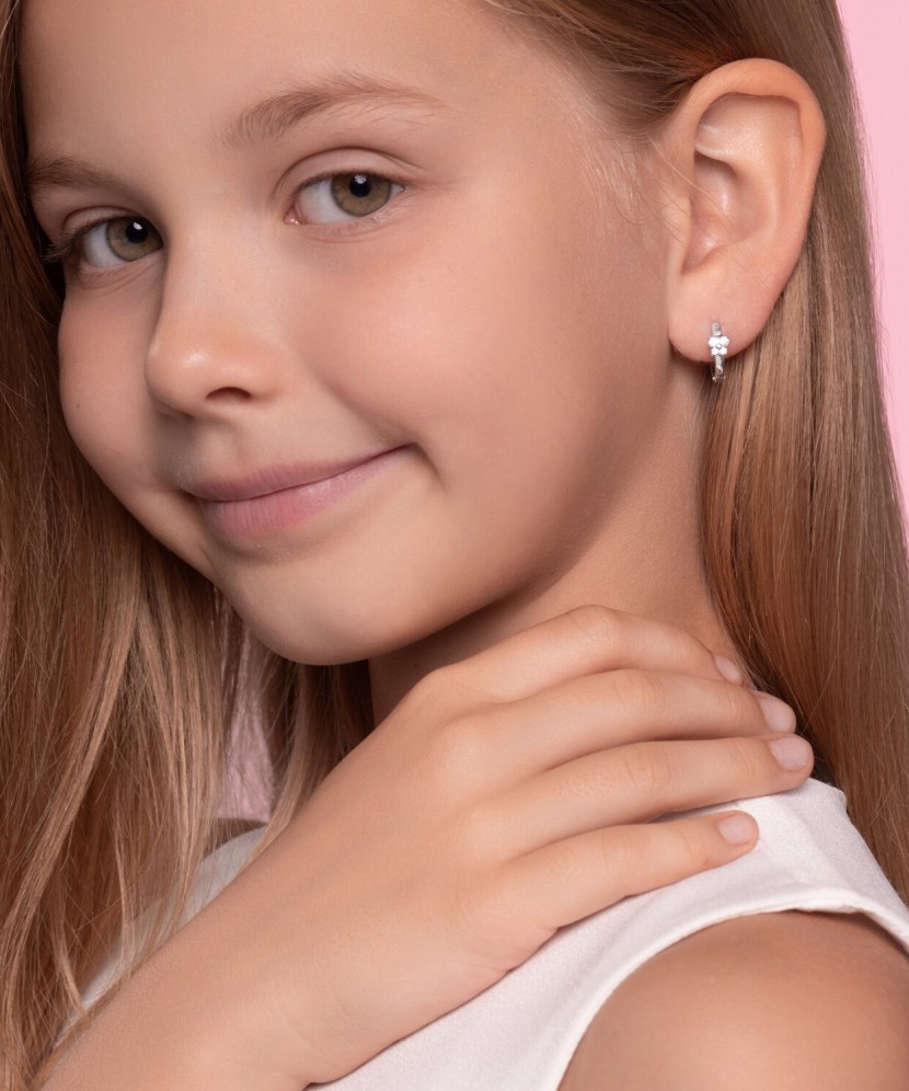 Серебряные детские серьги с цирконами