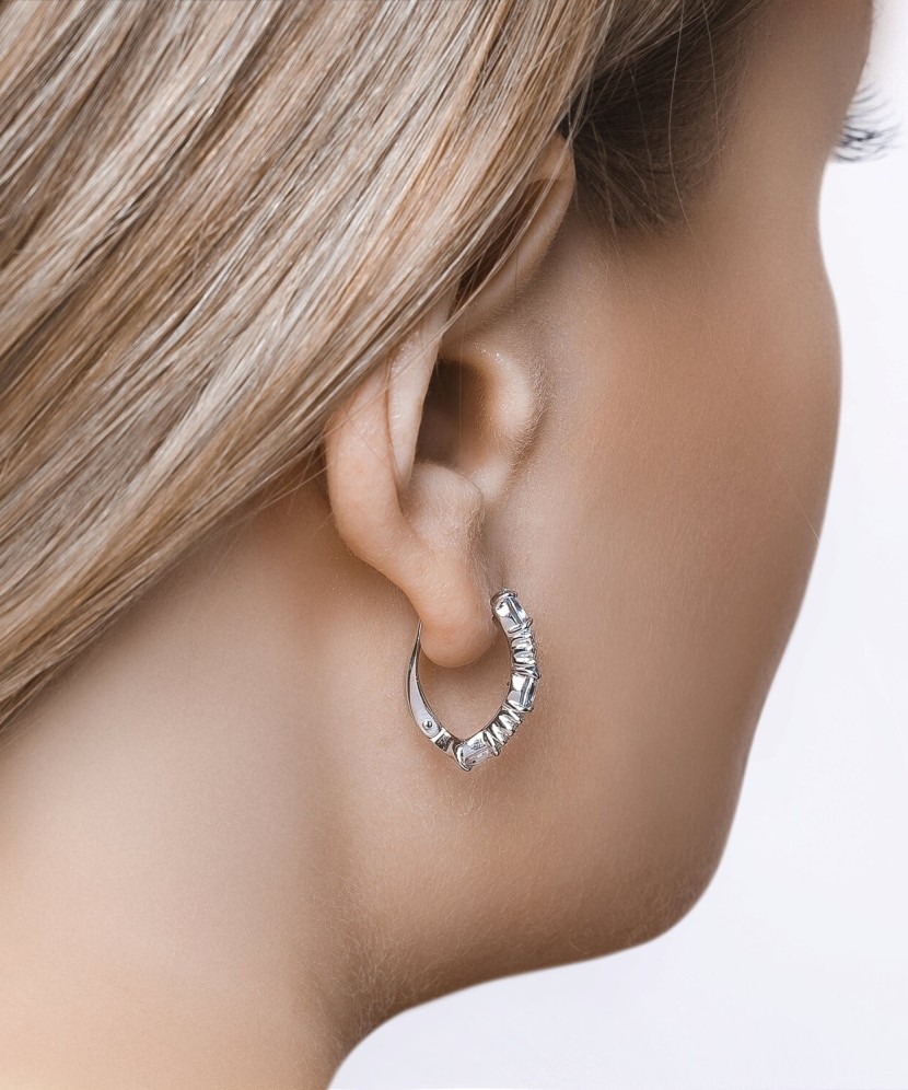 Серьги из серебра с топазом и цирконами