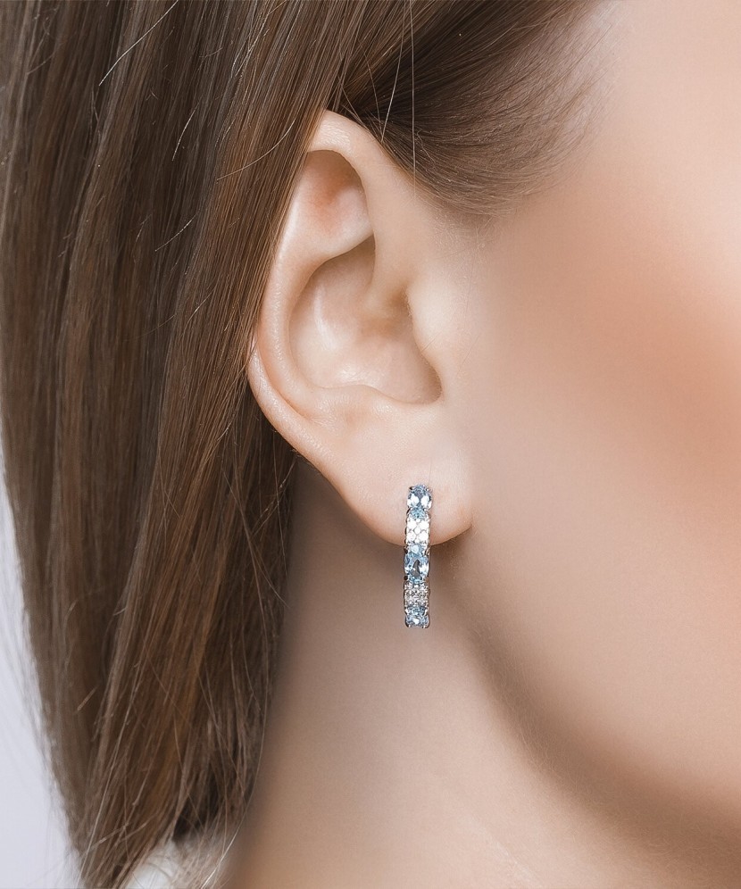 Серьги из серебра с топазом и цирконами