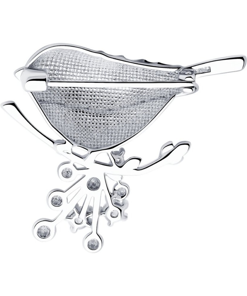 Брошь из серебра с эмалью и фианитами