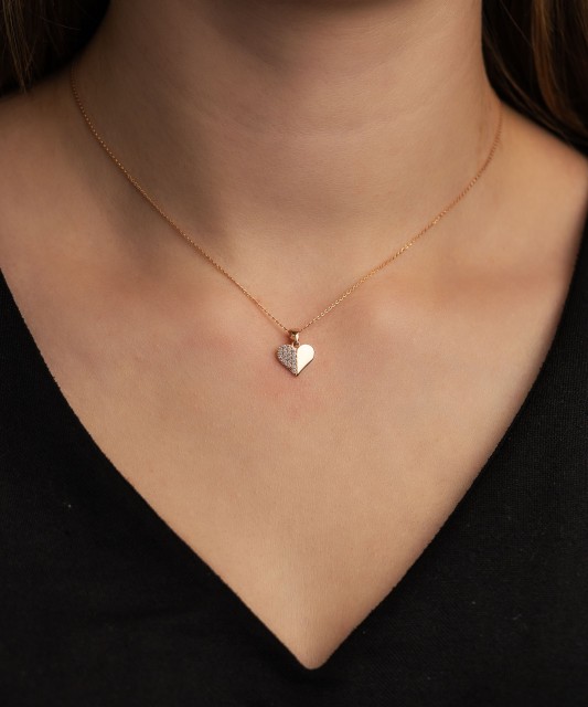 Золотой подвеска с цирконами "Сердечко"